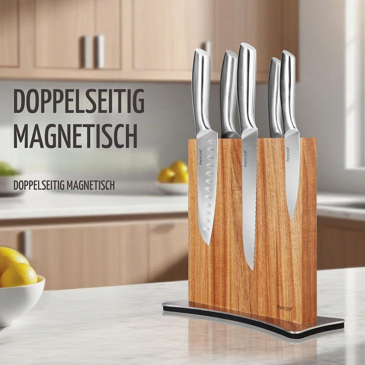 Magnetischer Messerblock aus Zedernholz mit Edelstahlfuß