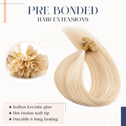 Echthaar Extensions Bondings 55 cm #18P613 Ascheblond