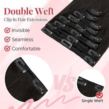 Clip-In Haarverlängerung Echthaar – 35cm, 120g, #1B Schwarz