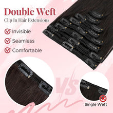 Clip In Haarverlängerung Echthaar Dunkelbraun 40cm (130g)