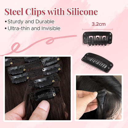 Clip In Haarverlängerung Echthaar Dunkelbraun 40cm (130g)