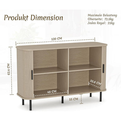 Sideboard mit Schiebetüren & Verstellablagen – 120x40x77cm Holzoptik