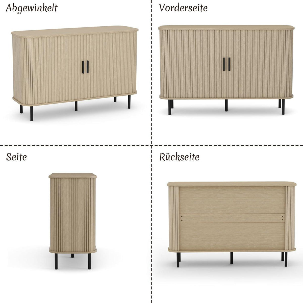 Sideboard mit Schiebetüren & Verstellablagen – 120x40x77cm Holzoptik