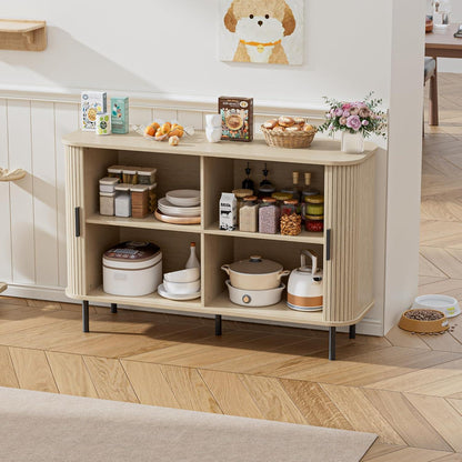 Sideboard mit Schiebetüren & Verstellablagen – 120x40x77cm Holzoptik