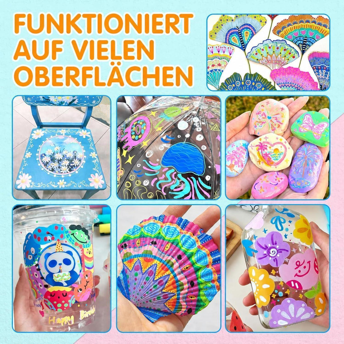 288 Acrylstifte Set Wasserfest für Stein, Holz & Co.
