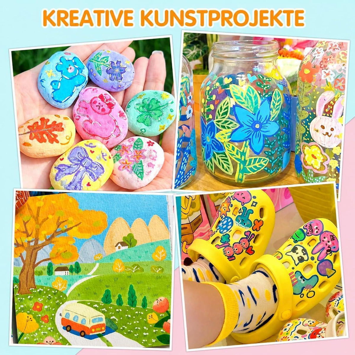 288 Acrylstifte Set Wasserfest für Stein, Holz & Co.