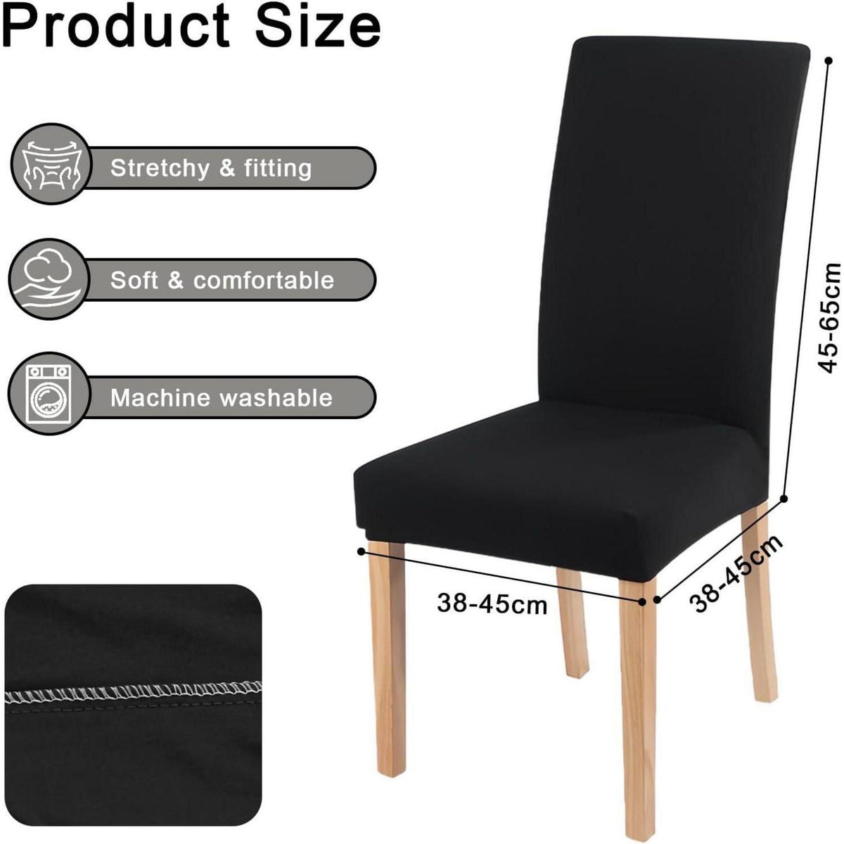 Stuhlhussen 6er Set Schwingstuhl Universal – Schwarz