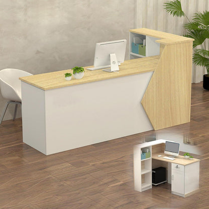 Rezeptionstheke Holz mit Stauraum – 100-300 cm, Weiß