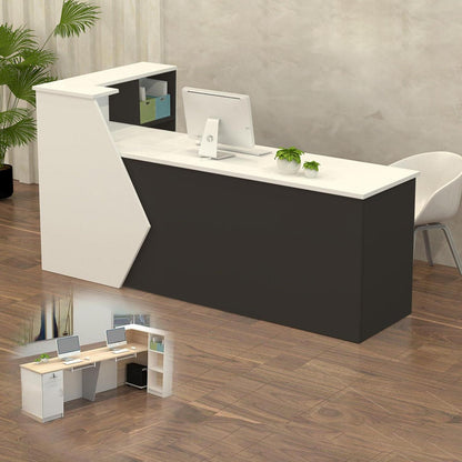 Rezeptionstheke Holz mit Stauraum – 280x60x100cm, Weiß & Schwarz