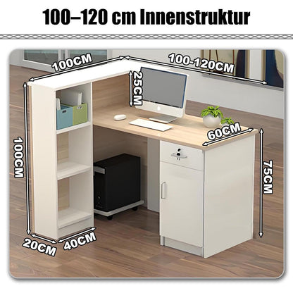 Rezeptionstheke Holz Grau Weiß – 120x60x100cm mit Stauraum