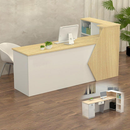 Rezeptionstheke Holz mit Stauraum – 220x60x100cm