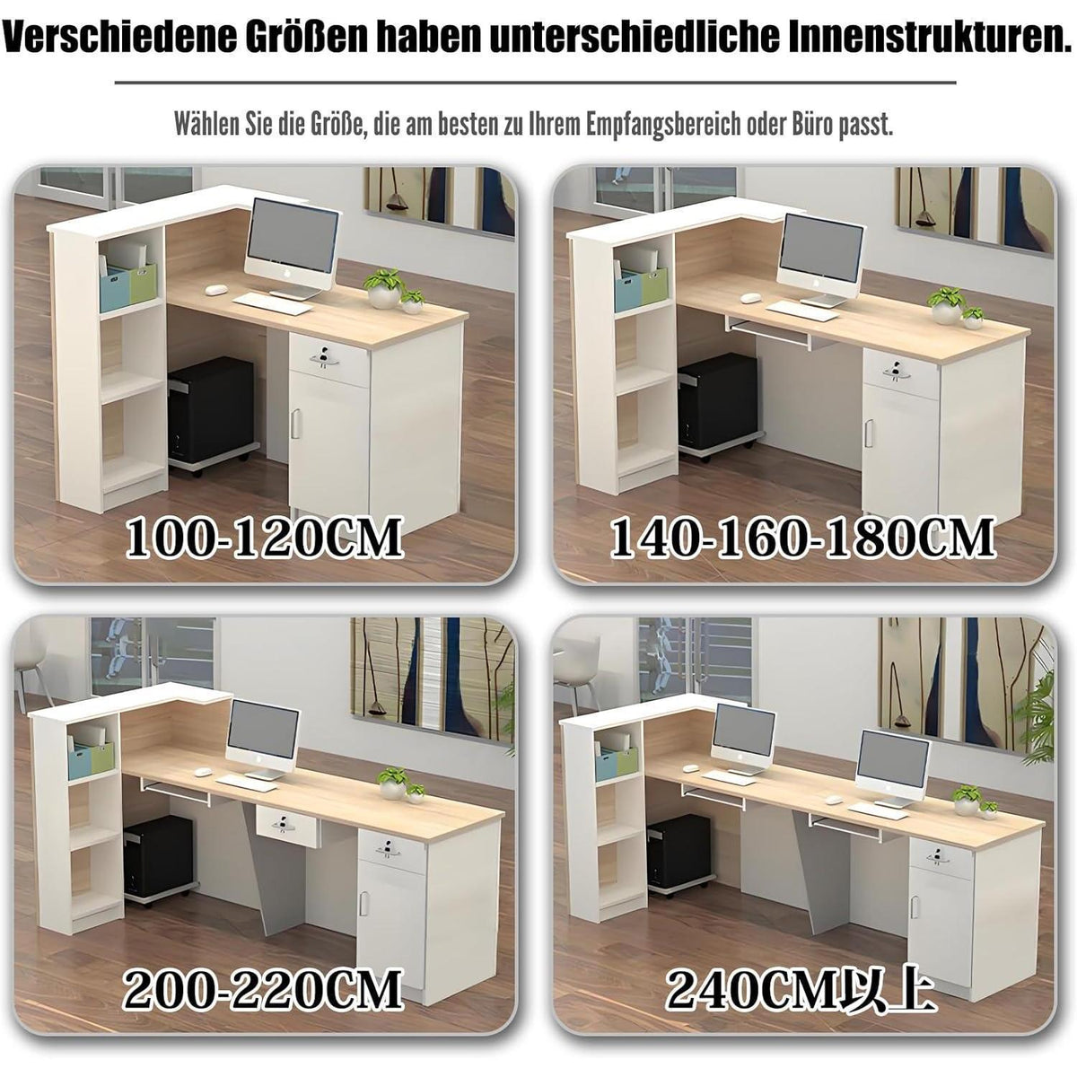 Rezeptionstheke Holz mit Stauraum – 120x60x100cm