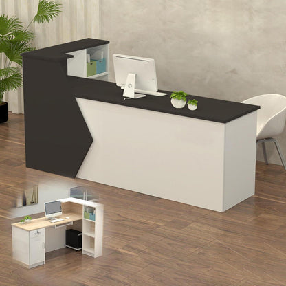 Rezeptionstheke Holz mit Stauraum – 150x60x100cm Schwarz Weiß