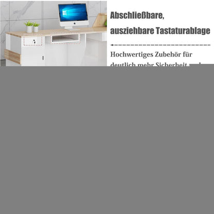 Rezeptionstheke Holz mit Stauraum – Weiß, 200x60x100cm