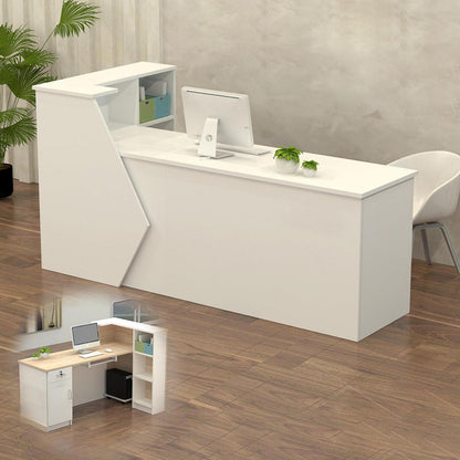 Rezeptionstheke Holz mit Stauraum – 140x60x100cm Weiß