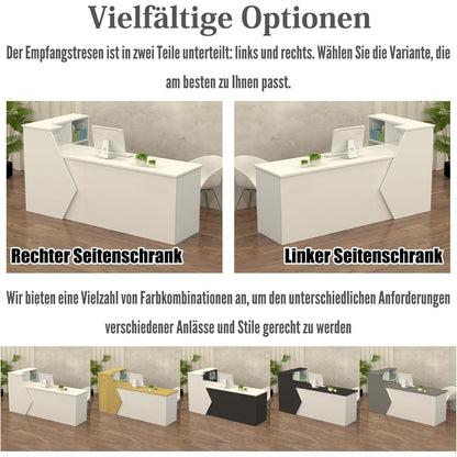 Rezeptionstheke Holz mit Stauraum – 100-300 cm, Weiß & Schwarz