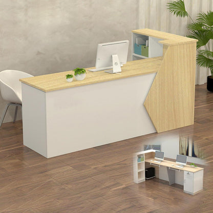 Rezeptionstheke Holz mit Stauraum – 100-300 cm, Weiß