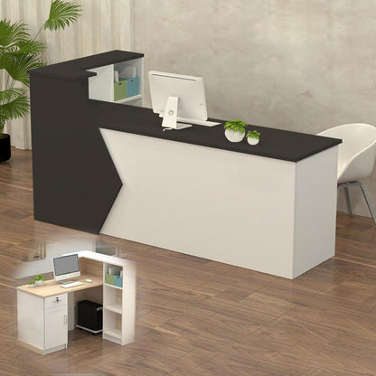Rezeptionstheke Holz mit Stauraum – 120x60x100cm Schwarz Weiß