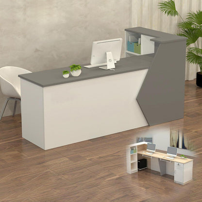 Rezeptionstheke Holz Grau Weiß – Langer Kassentisch 280x60x100cm