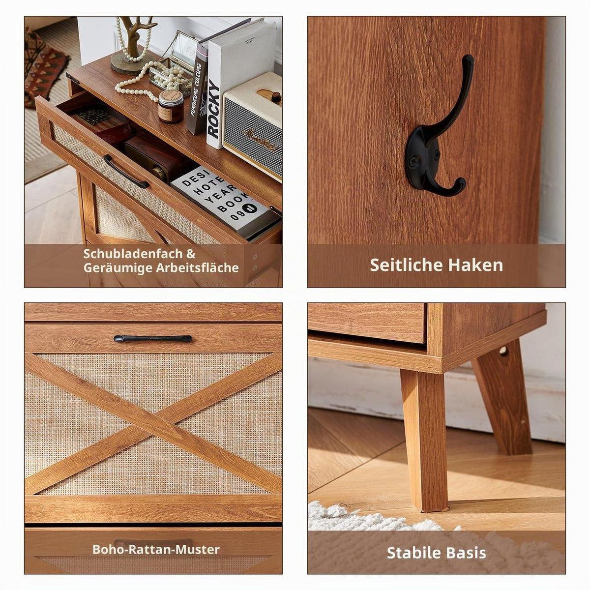 Schuhschrank Schmal Rattan – Boho-Landhausstil & Stauraum