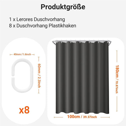 Duschvorhang dunkelgrau 100x180 cm | Antischimmel & Wasserabweisend