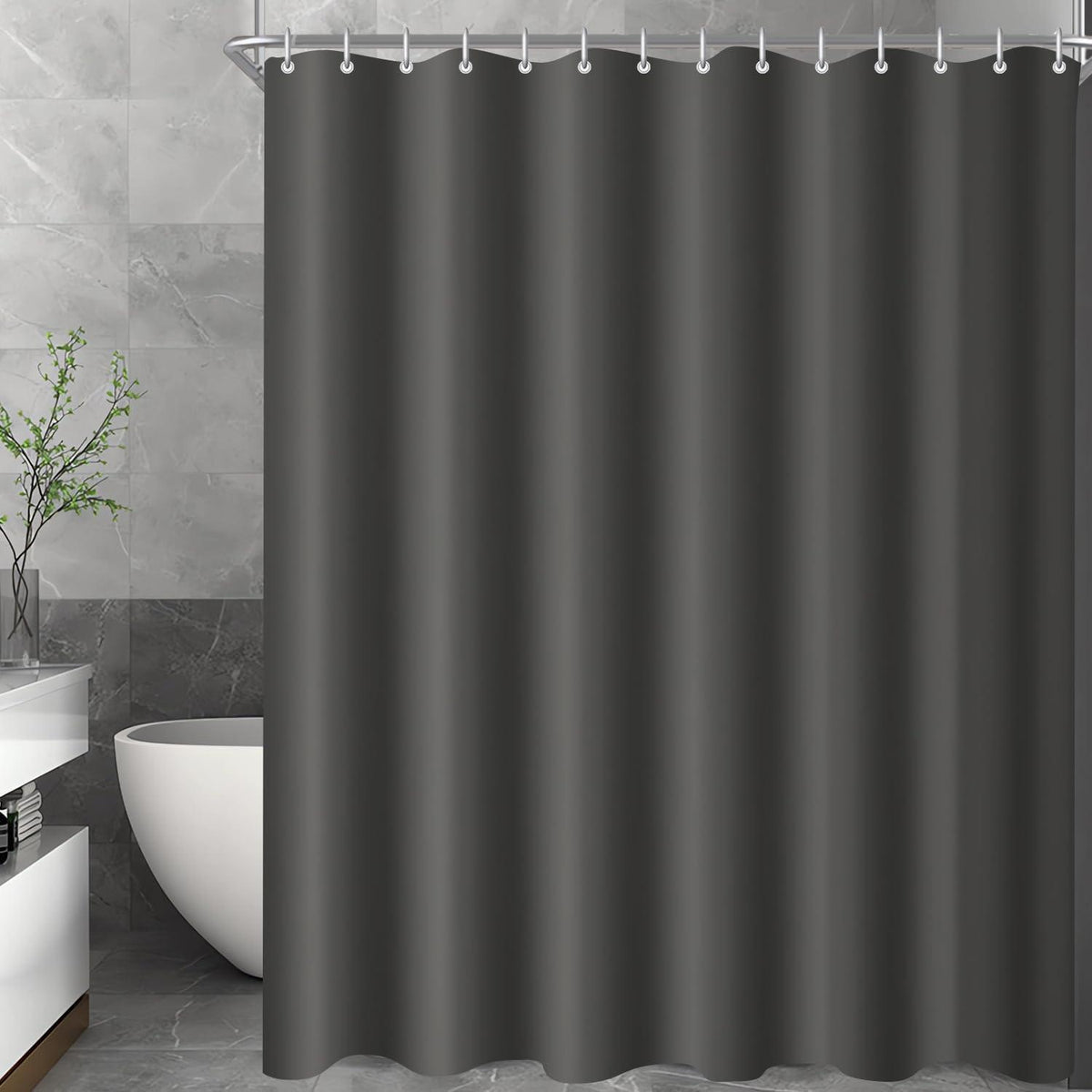 Duschvorhang dunkelgrau 100x180 cm | Antischimmel & Wasserabweisend