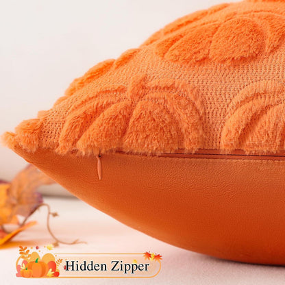 2 Kürbis Kissenbezüge 45x45cm – Herbst Boho Deko Orange
