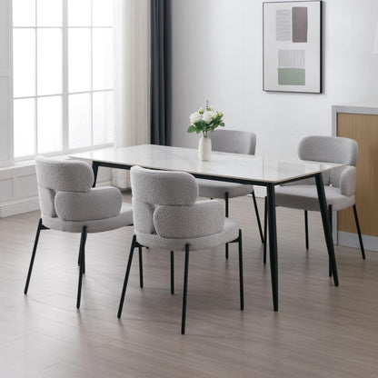 Esszimmerstühle Set 4 Grau – Polsterstühle mit Metallbeinen