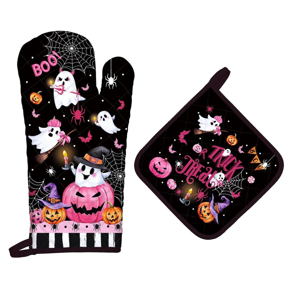 Halloween Ofenhandschuh & Topflappen-Set aus Baumwolle