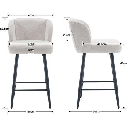 Moderner Barhocker 4er Set mit Leinenbezug & Metallfüßen