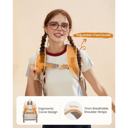Schulrucksack Mädchen 10-18 Jahre mit Flaschenfach Khaki Beige 15.6"