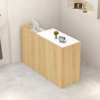 Rezeptionstheke Holz mit Stauraum – 160cm, Weiß & Originalholz