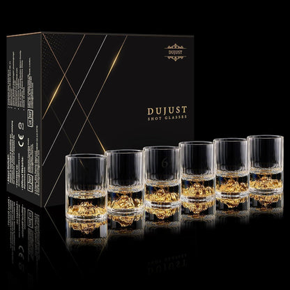 Goldberg Schnapsgläser Set (6 Stück) - Kristallglas 24K Gold