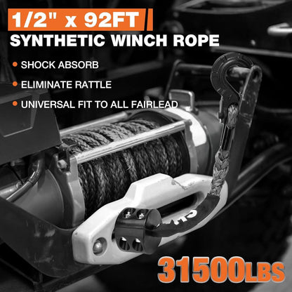 Synthetisches Windenseil 1/2" x 92 Fuß – 16 Tonnen Zugkraft