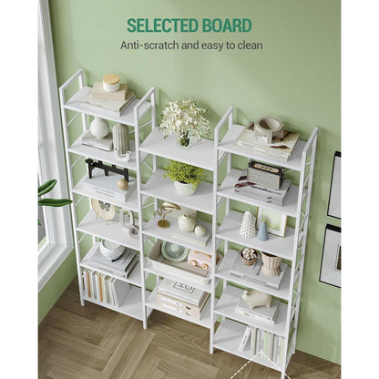 6-Etagen Bücherregal Weiß – 17 Fächer, 24x152x186 cm