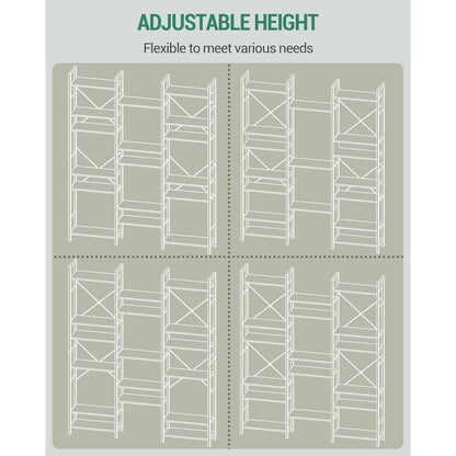 6-Etagen Bücherregal Weiß – 17 Fächer, 24x152x186 cm
