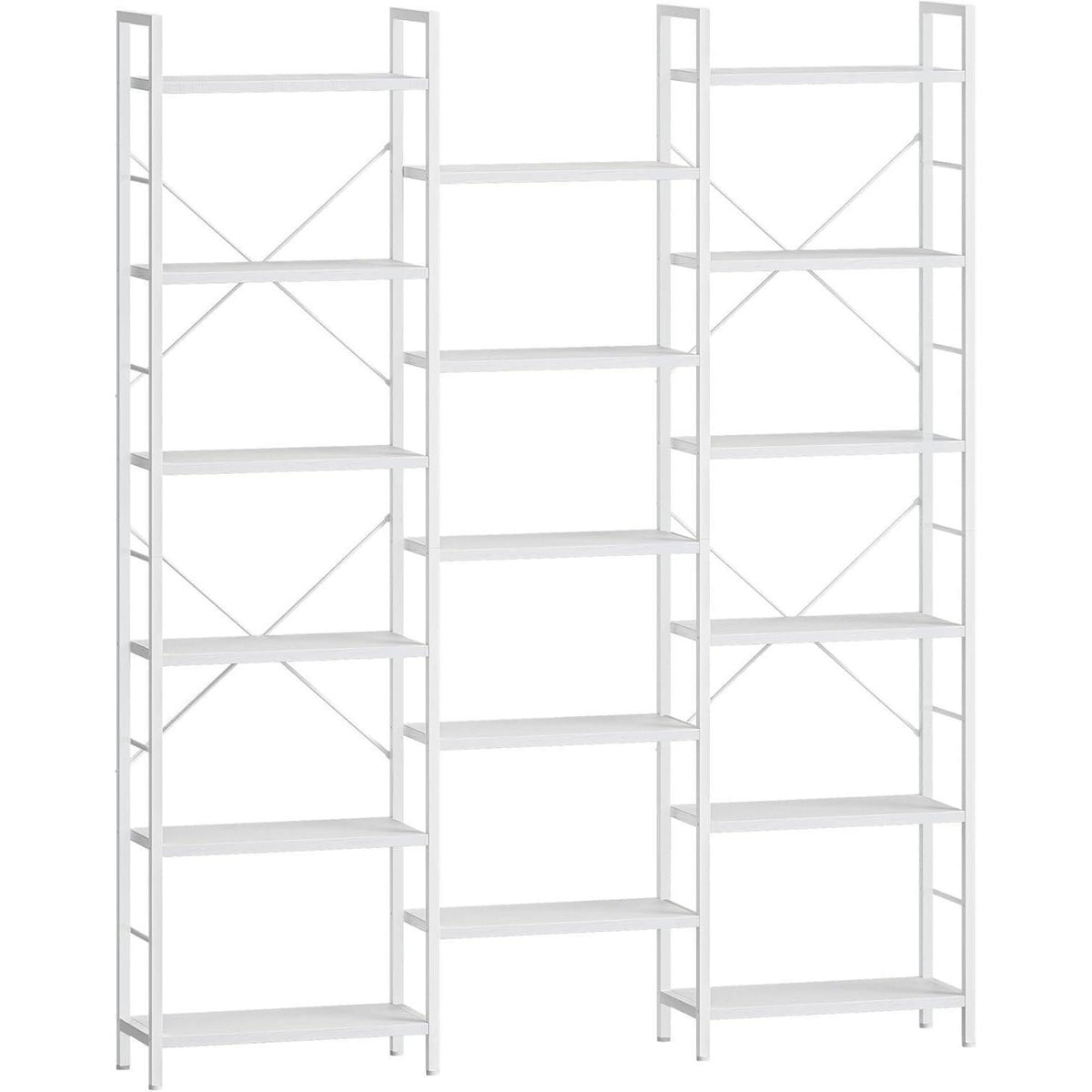 6-Etagen Bücherregal Weiß – 17 Fächer, 24x152x186 cm
