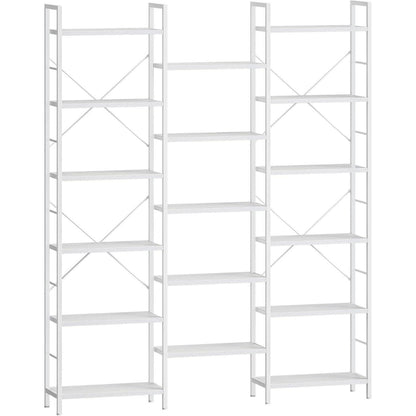 6-Etagen Bücherregal Weiß – 17 Fächer, 24x152x186 cm