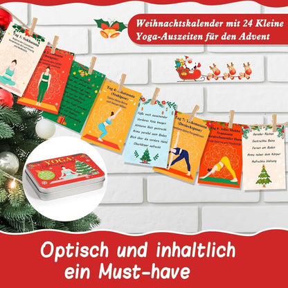 Yoga Adventskalender mit 24 Übungskarten in Blechdose