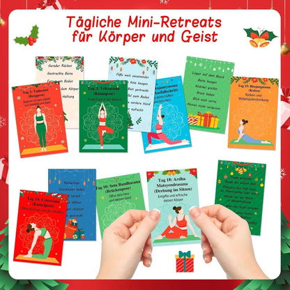 Yoga Adventskalender mit 24 Übungskarten in Blechdose