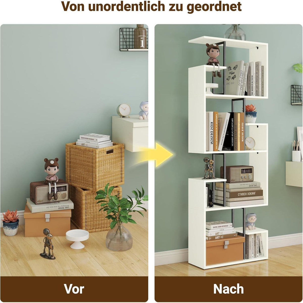 Weißes Bücherregal Groß – Raumteiler & Shelf (60x24x174)