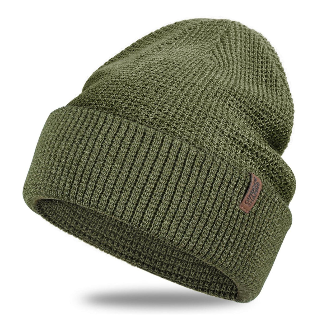 Merinowoll Beanie Damen Herren - Warme Strickmütze mit Umschlagbund