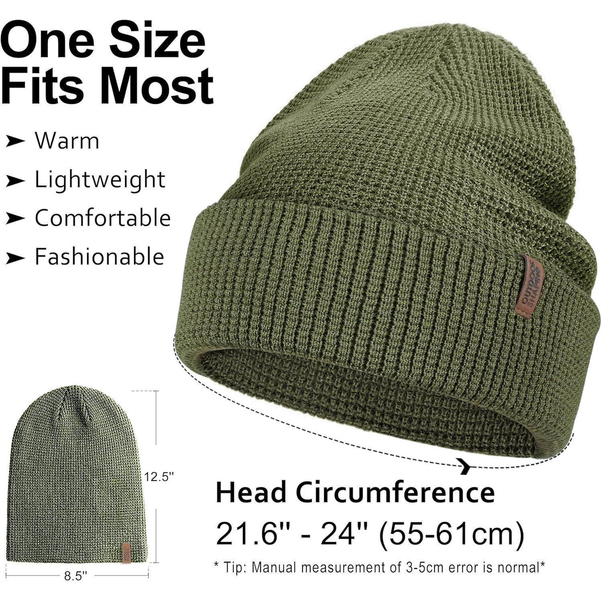 Merinowoll Beanie Damen Herren - Warme Strickmütze mit Umschlagbund