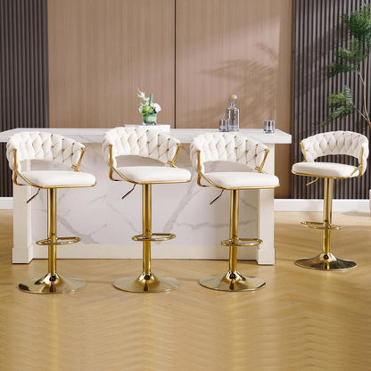 Moderne Barhocker Set 4er – Samt, Höhenverstellbar & Drehbar