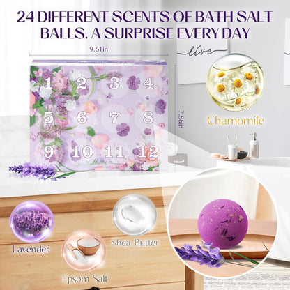 Adventskalender 2026 Frauen: 24 Duft-Badebomben für Spa-Zeit