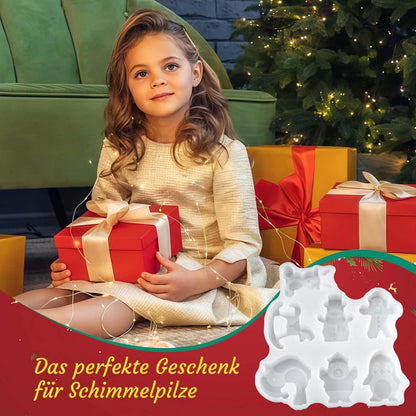 7x Silikonform Weihnachten: Weihnachtsmann, Elch, Schneemann