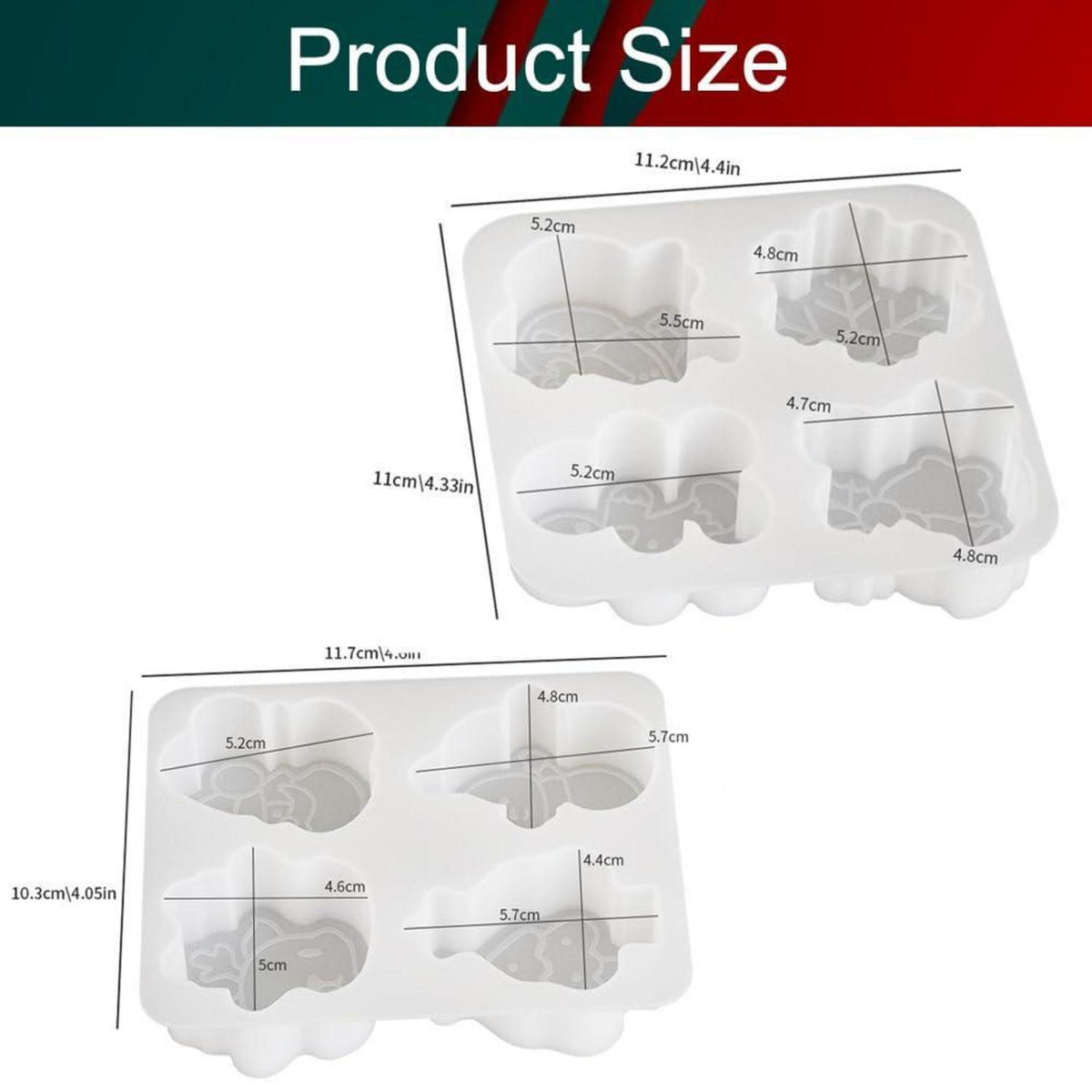 2x Weihnachtskerzenform Silikon – 3D Gießform für DIY Kerzen & Seife