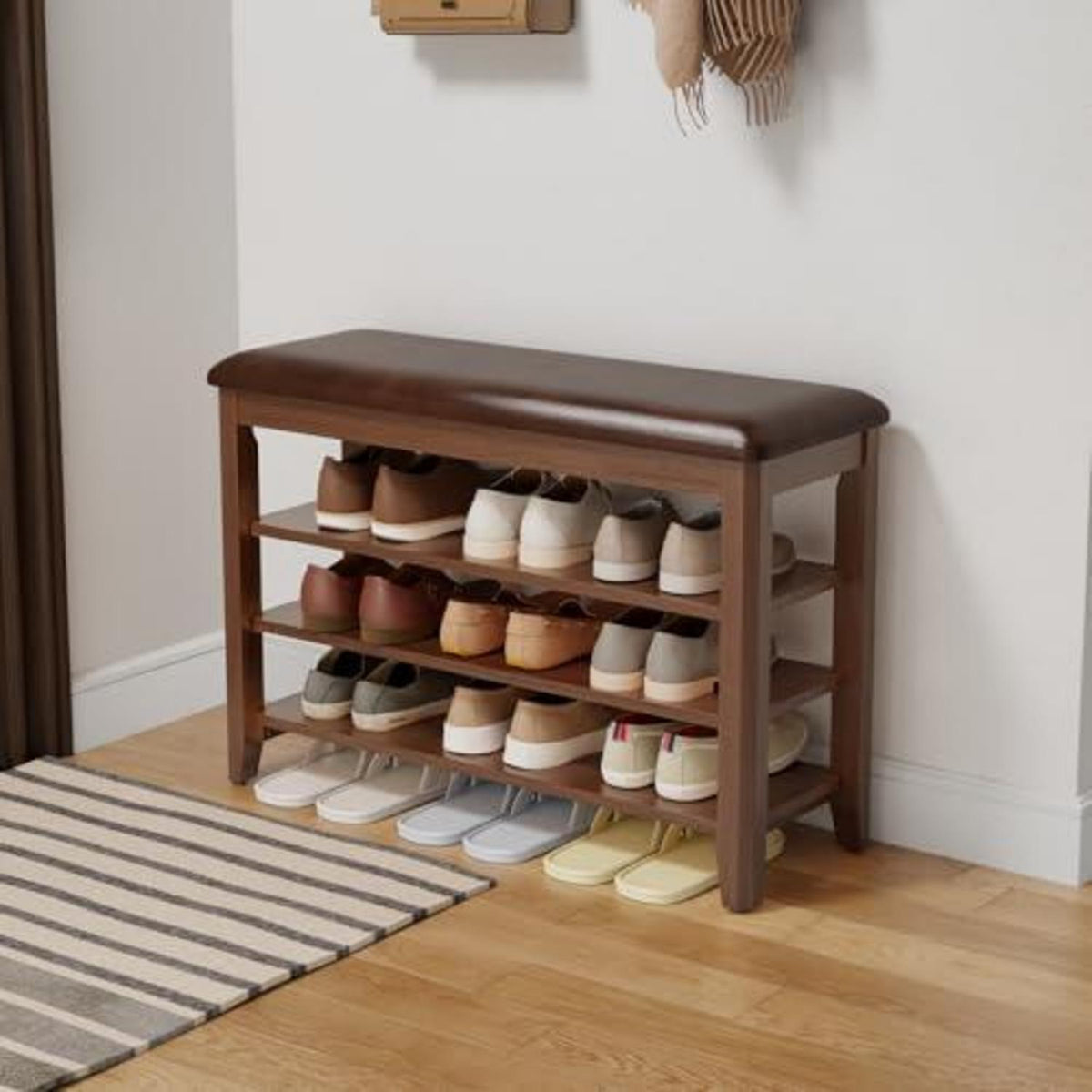 Schuhbank mit Kissen & Sitzfläche – Holzbank für Diele