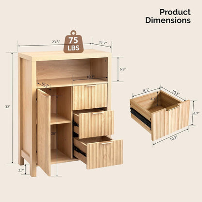 Badezimmerschrank mit 3 Schubladen & Regalen – Eichenfarben