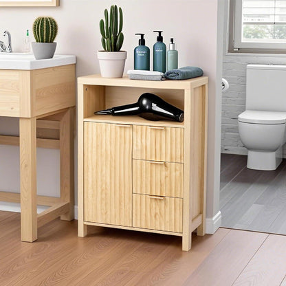 Badezimmerschrank mit 3 Schubladen & Regalen – Eichenfarben